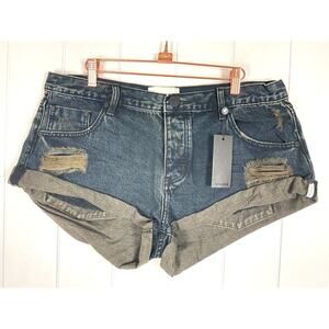 One Teaspoon Black Fox Bandit Dark Wash Denim Shorts NWT Size 31